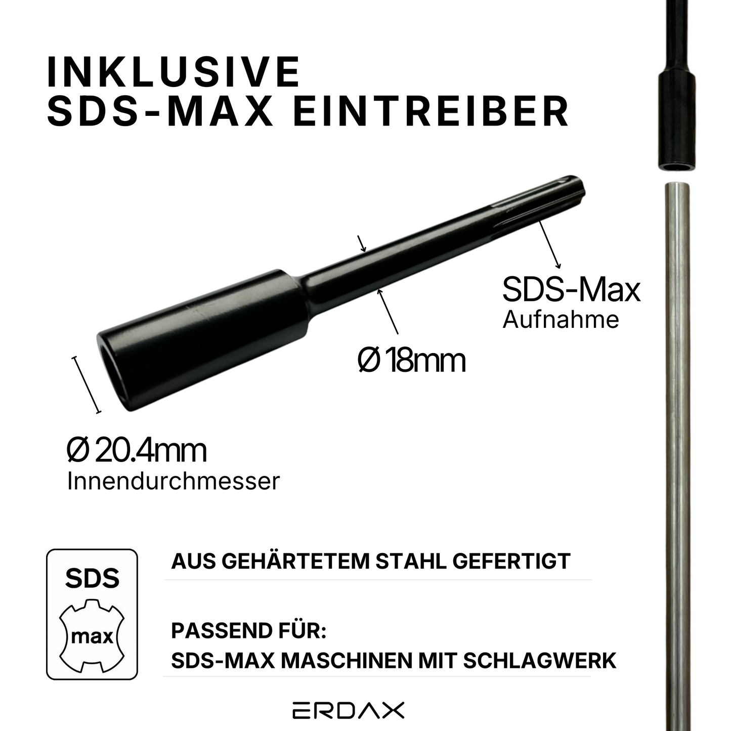 Tiefenerder V4A SET 3x1m Inkl. SDS-Max und Klemme - 3 Meter