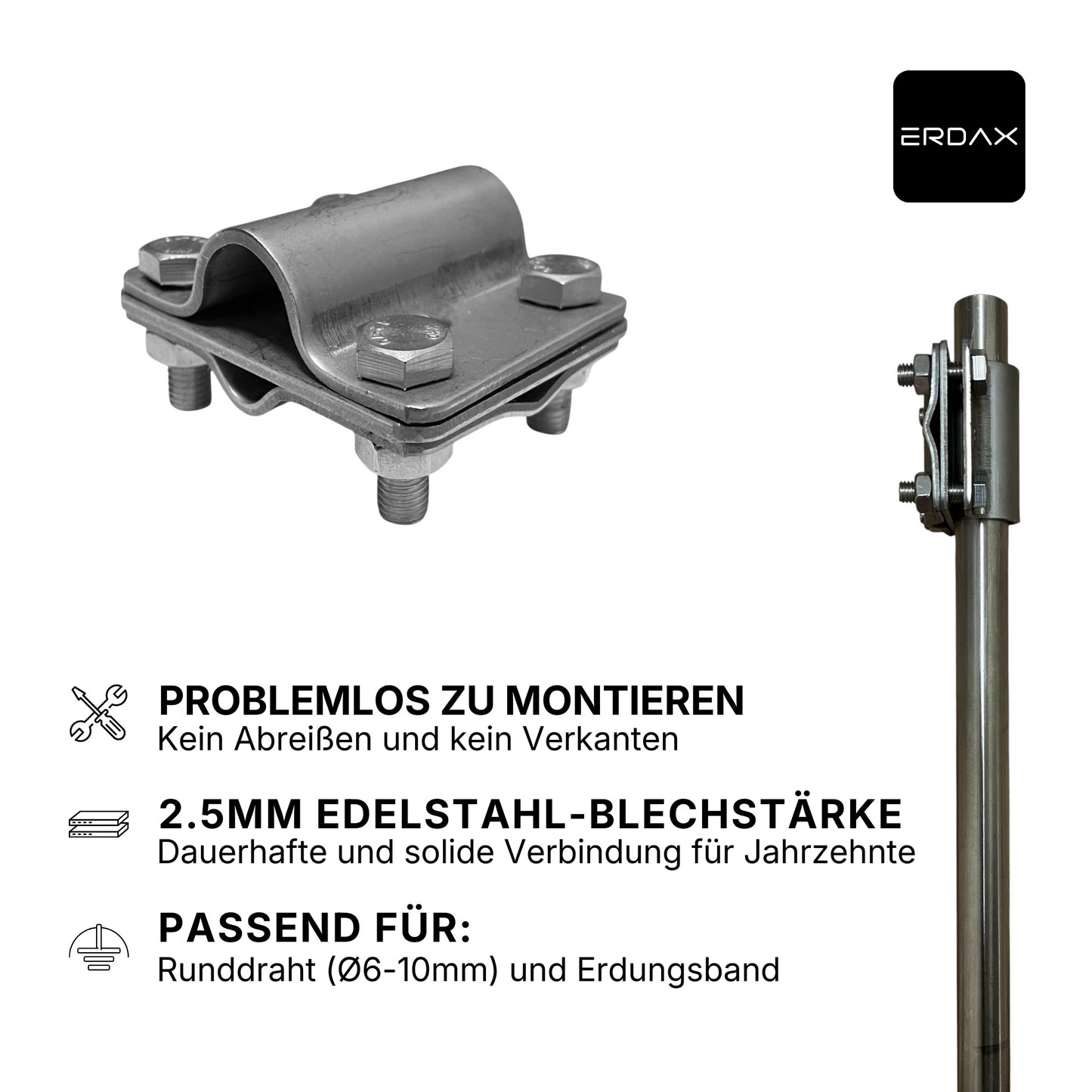 Kreuzverbinder aus Edelstahl für Erdungsstangen