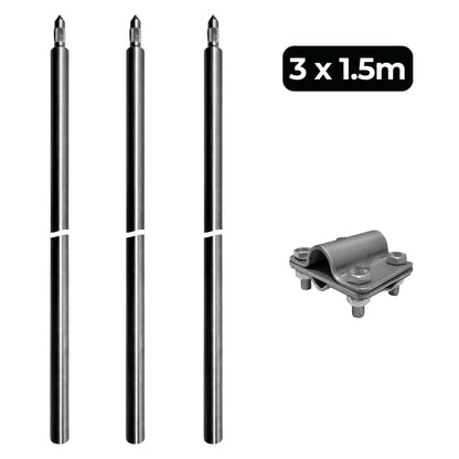 Tiefenerder V4A SET 3x1.5m Inkl. Klemme - 4,5 Meter
