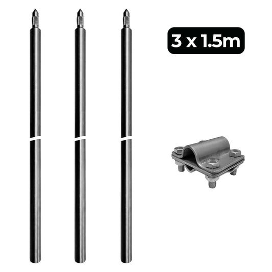 Tiefenerder V4A SET 3x1.5m Inkl. Klemme - 4,5 Meter