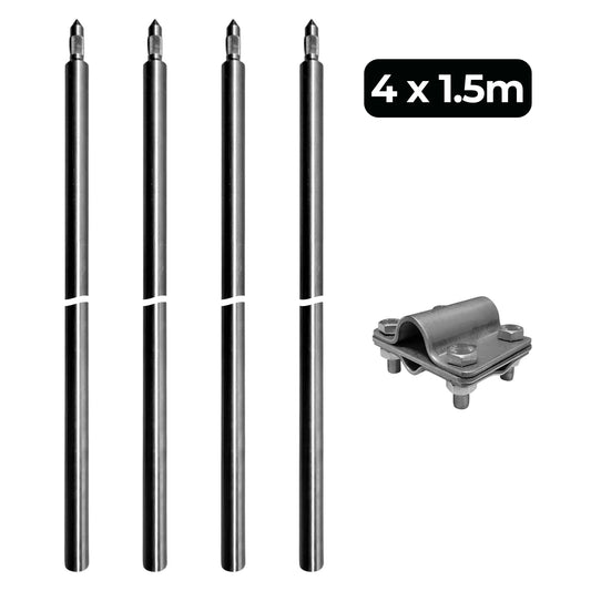 Tiefenerder V4A SET 4x1.5m Inkl. Klemme - 6 Meter