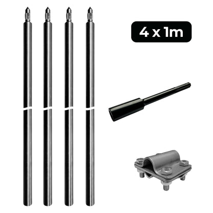 Tiefenerder V4A SET 4x1m Inkl. SDS-Max und Klemme - 4 Meter