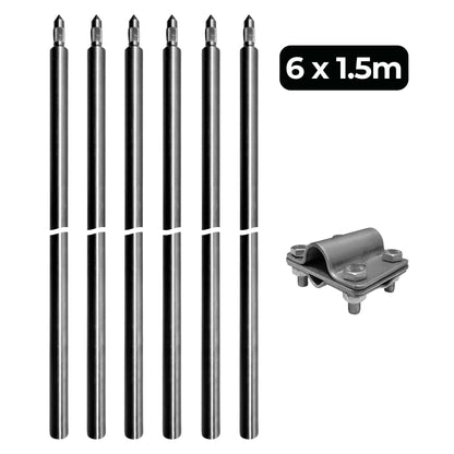 Tiefenerder V4A SET 6x1.5m Inkl. Klemme - 9 Meter