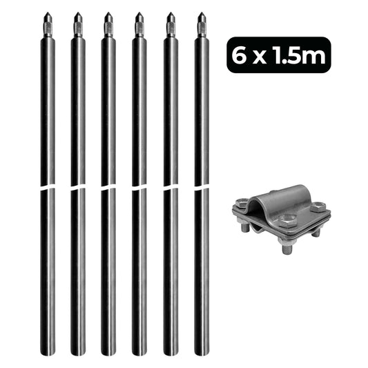 Tiefenerder V4A SET 6x1.5m Inkl. Klemme - 9 Meter