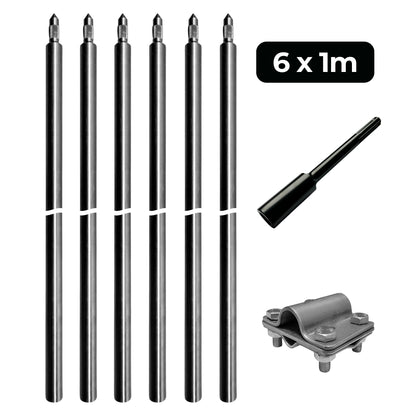 Tiefenerder V4A SET 6x1m Inkl. SDS-Max und Klemme - 6 Meter