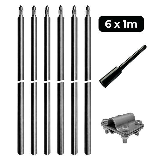 Tiefenerder V4A SET 6x1m Inkl. SDS-Max und Klemme - 6 Meter